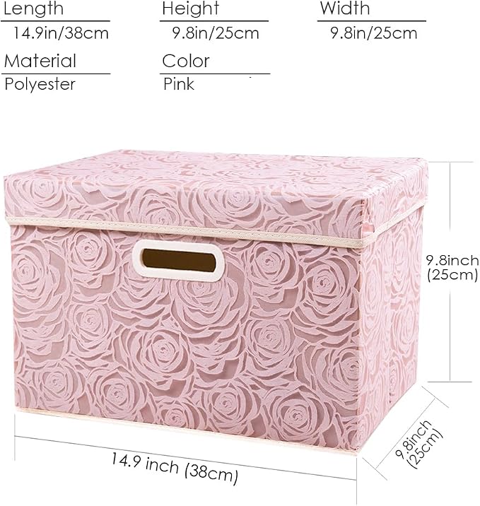 PRANDOM Collapsible Storage Boxes with Lids Fabric Decorative Storage Bins Cubes Organizer Containers Baskets with Cover Handles Divider for Bedroom Closet Living Room 14.9x9.8x9.8 Inch 1 Pack - Image 4