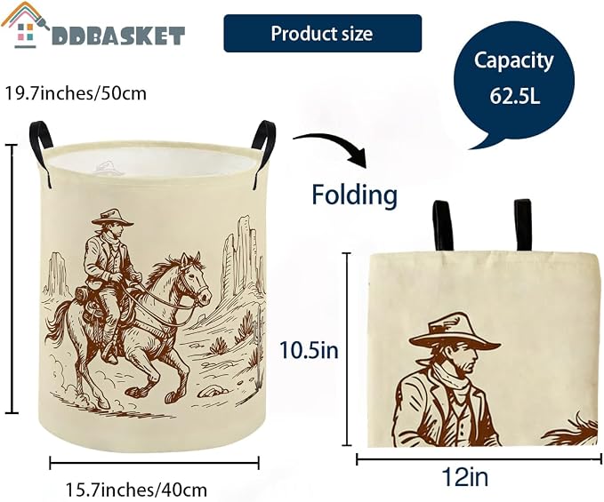 Kids Laundry Basket Cow Boy Hamper for Nursery Boys Hamper Cute Kids Storage Bin Organizer Room Decor for Home(Cow boy) - Image 2