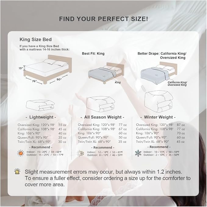 Royoliving Premium Feathers Down Duvet Insert Comforter California King Size All Season Medium Warmth White 100% Cotton Cover with Corner Tabs (108x98, 67 oz)