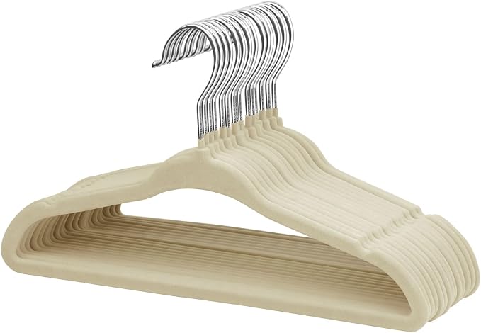 ManGotree Baby Velvet Clothes Hangers, Childrens Kids Hangers for Clothes Space Saving Non-Slip 15 Pack (Beige) by ManGotree
