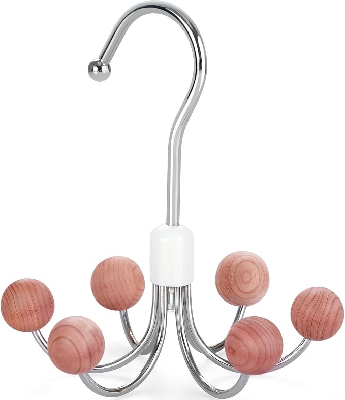 TOPIA HANGER Hoodie Hanger with 6 Cedar Balls, 360°Swivel Purse Hanger, Scarf Hanger, Closet Hooks, Handbag Organizer, Bra Hanger, Accessory Organizers for Scarf, Tanktop, Hat, Hoodie CT56C - Image 7