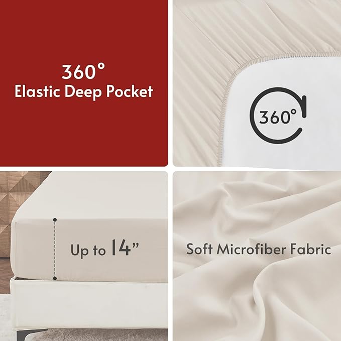 MUXHOMO 5 Pieces Twin Comforter Set, Reversible Bed in a Bag Twin Size, All Season Bedding Set with Comforter, Flat Sheet, Fitted Sheet, Pillowcases & Shams, Light Grey & Beige