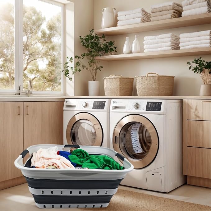 SAMMART 42L (11 gallon) Collapsible Plastic Laundry Basket - Foldable Pop Up Storage Container/Organizer - Space Saving Hamper/Basket (1, Grey/Slate Grey) - Image 2