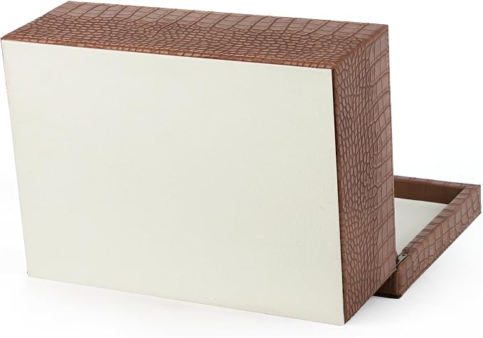 HofferRuffer Faux Leather Decorative Box, Large Wooden Structure Keepsake Box Accessory Organizer Jewelry Organizer with Hinged Lid, Storage Container for Home or Office (CrocoBrown) - Image 9