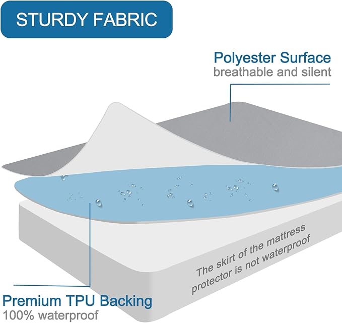 SPRINGSPIRIT Full Size Waterproof Mattress Protector, Full Mattress Cover Pad Waterproof with Deep Pocket up to 14’’, Bed Fitted Sheet, Gray Color
