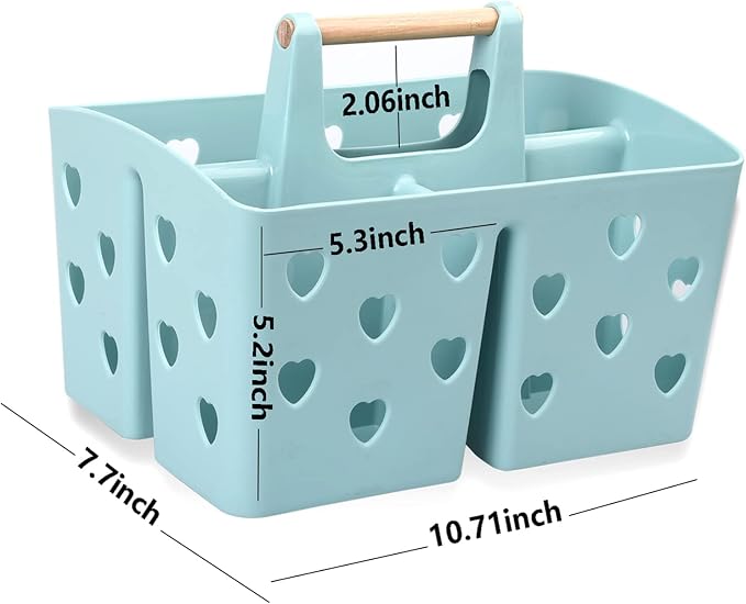 Portable Shower Caddy Plastic Shower Basket Organizer Divided Bathroom Caddy Storage Cleanning Caddy Tote with Handle for College, Dorm Room, Kitchen, Blue - Image 6