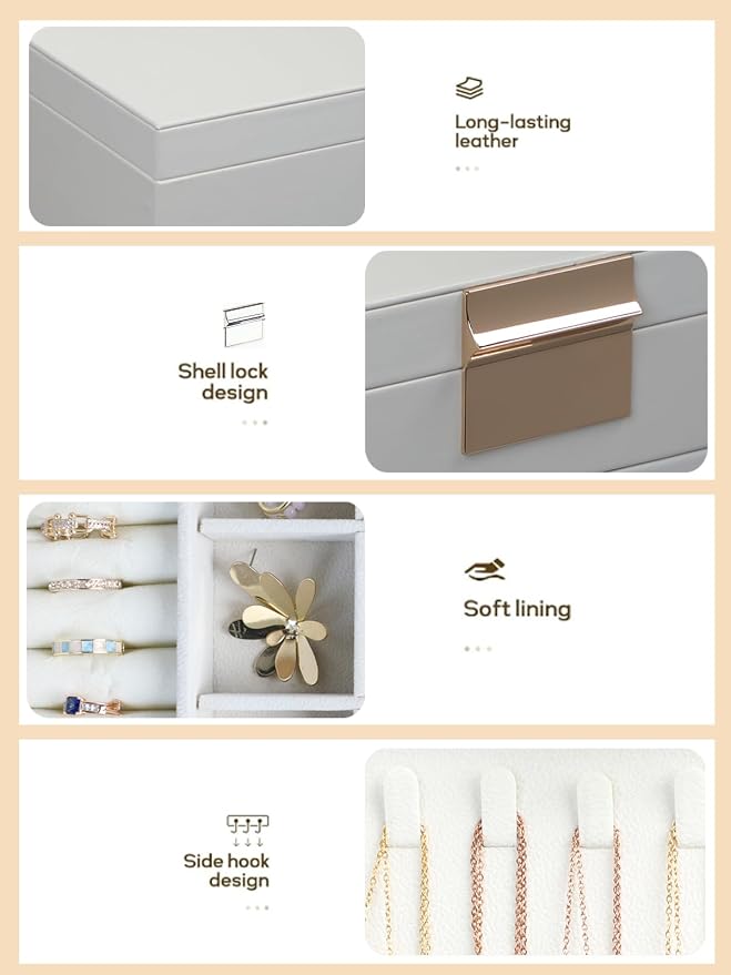 BOOVO Jewelry Boxes for Women, White and Black 6 Layer Large Jewelry Box for Necklace, Bracelet, Earrings, Rings Storage, Jewelry holder Organizer for Girls Gift (Clear White, 4 layer) - Image 2