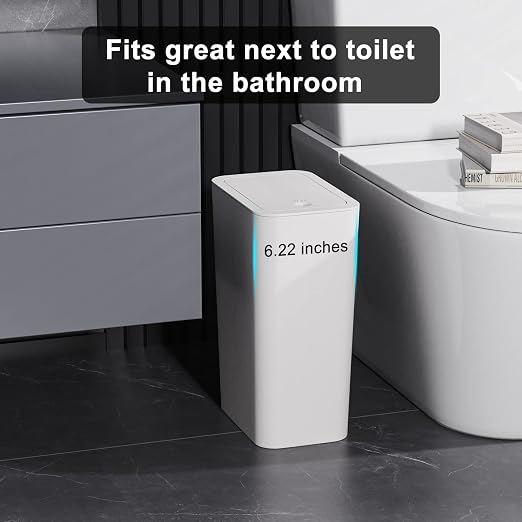 N. NETDOT Bathroom Trash Can with Lid 3 Pack Set,2 Packs 4Gal Slim Kitchen Trash Can and 1 Pack 2.6Gal Garbage Can,Small Trash Bin/Waste Basket for Bedroom,Office(Off White) - Image 2