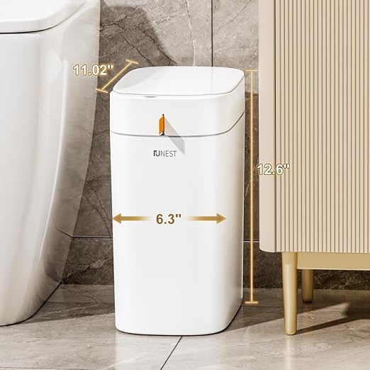 funest Smart Bathroom Trash Can with Lid- 3.5 Gallon Rechargeable Motion Sensor Trash Can,Waterproof Automatic Garbage Can with Automatic Suction Bag Feature,Waste Bin for Bedroom, Kitchen, Office - Image 5