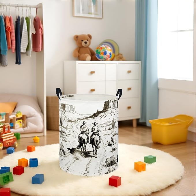 Baby Laundry Hamper kids laundry Basket Waterproof Laundry Bag for Bedroom Toy Clothes Organizer Room Décor(Cowboy) - Image 6