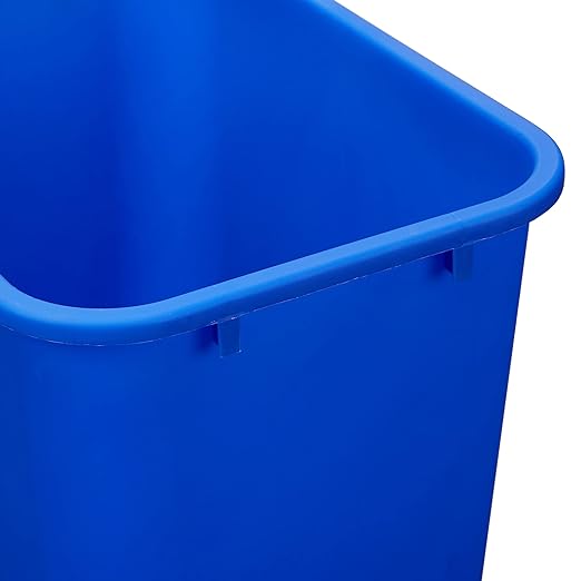 Amazon Basics Rectangular Commercial Office Wastebasket, Easy to Clean, Lightweight, 10 Gallon, Blue, Recycle Logo - Image 4