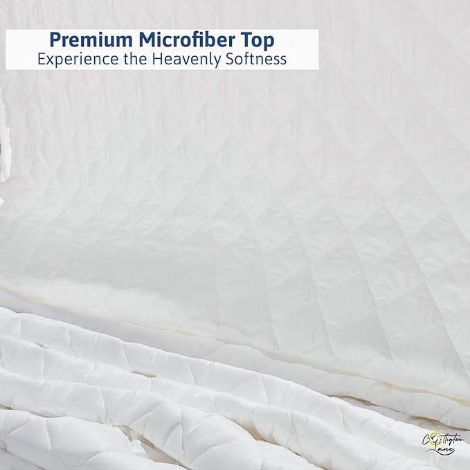 Cottington Lane 400 GSM King Size Waterproof Quilted Mattress Pad Protector, Soft Microfiber Mattress Topper Cover with TPU Backing, Deep Pocket Fits up to 21 Inch Mattresses, White