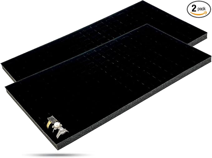 TheDisplayGuys For Your Modern Living 2-Pack 144-Ring Holders Velvet Foam Padding Jewelry Inserts - Tray/Case Liners - Retail Display, Storage (Black) by The Display Guys by TheDisplayGuysForYourModernLiving