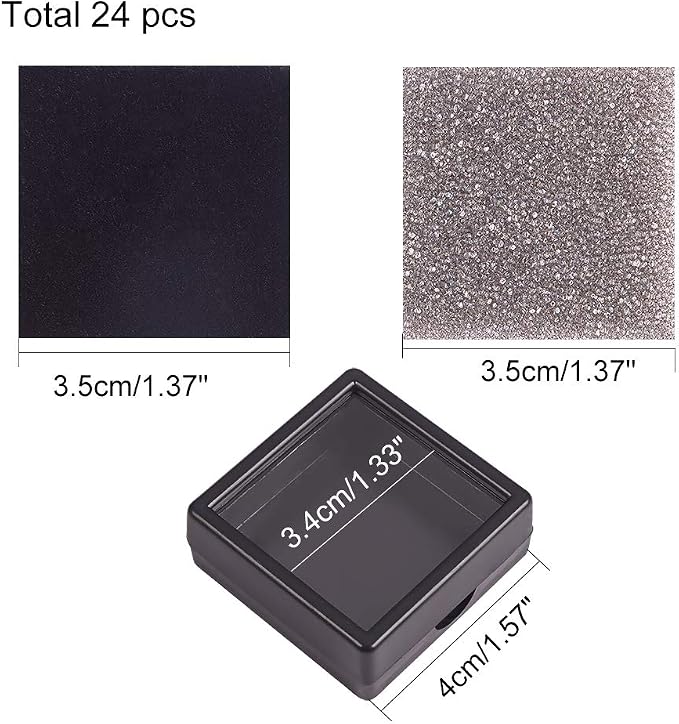 BENECREAT 24 Pack Black Gemstone Display Box Jewelry Box Container with Clear Top Lids 1.57x0.6 for Festival Treat, Gems, Coins, Diamond, Gift Packing - Image 2