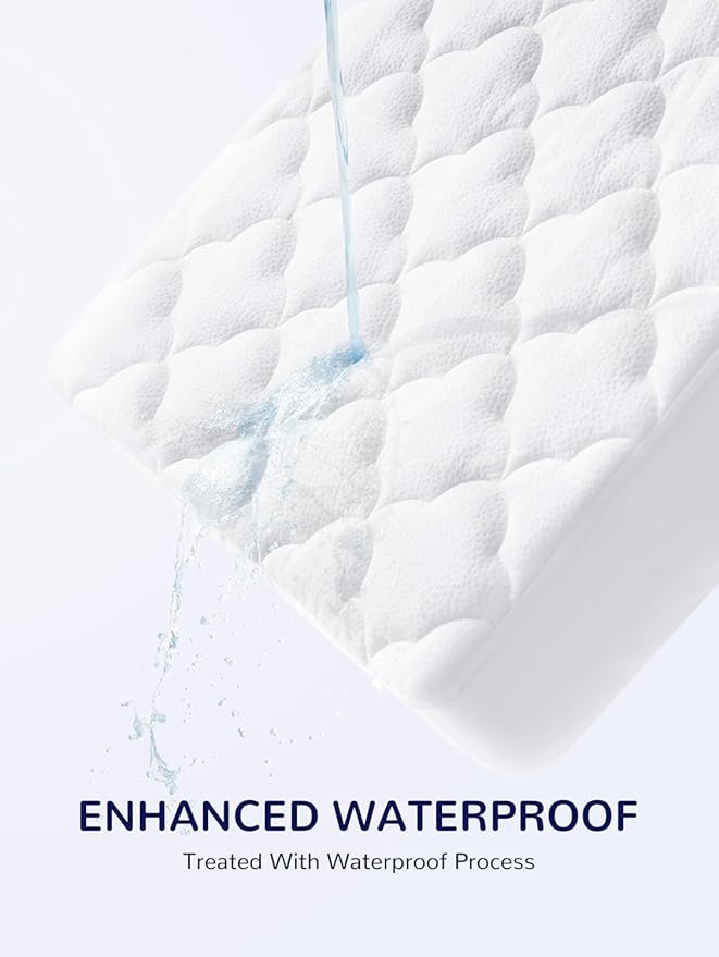 SLEEP ZONE Waterproof Crib Mattress Protector Pad 2-Pack - Quilted, Fitted Baby Mattress Cover 28"x52" - Soft Breathable Toddler Mattress Pad Noiseless Infant Bed Topper - Deep Pocket 14", White