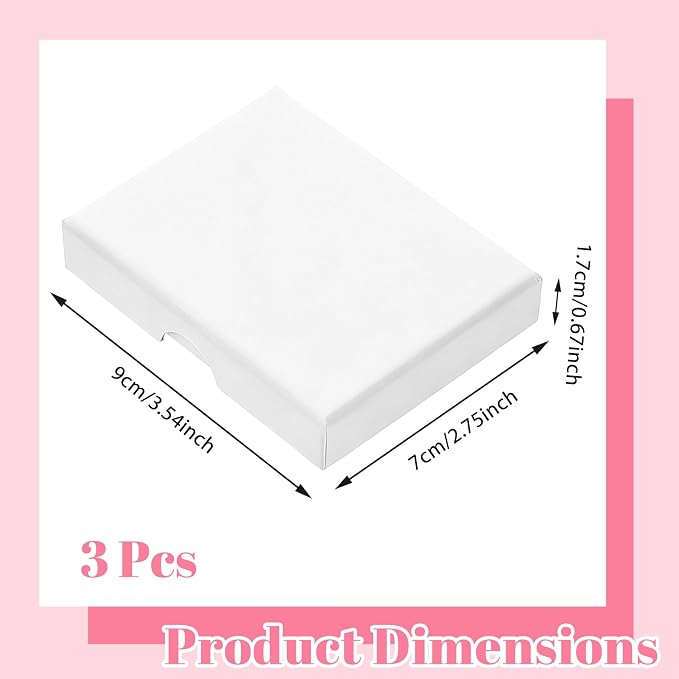 3 Pack Small Jewelry Gift Box, Necklace Bracelet Earring Cardboard Organizer, Cardboard Jewellery Box with Lids, Square Jewellery Gift Boxes for Birthday Xmas Christmas Wrapping (White) - Image 2