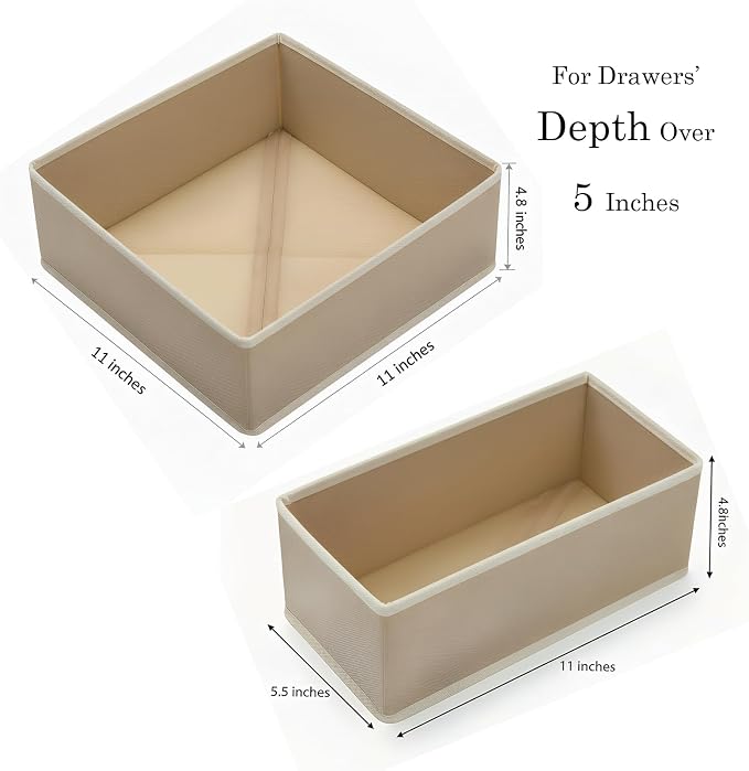 Drawer Organizer for Clothes & Underwear - 4-Pack Fabric Storage Bins with Zipper Bottom | Bra Drawer Organizer & Sock Organizer for Dresser - Foldable Baby Clothes Organizer Set, Grey - Image 2