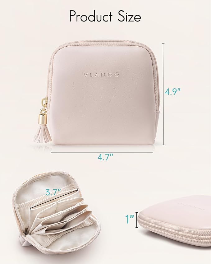VLANDO Small Travel Jewelry Organizer,Bridesmaid Gifts,Jewelry Pouch Bags,Velvet Jewelry Storage Bag for Bracelet Rings Earring,Portable Jewelry Travel Case for Traveler-Apricot Pink - Image 3