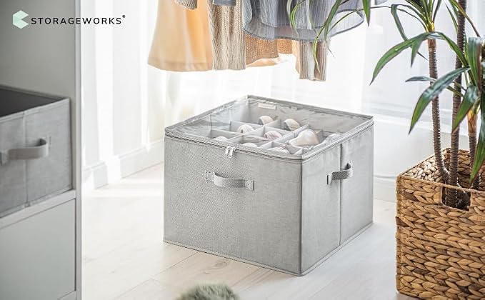StorageWorks Shoe Organizer for Closet, Fits up to 16 Pairs, Shoe Cubby Storage Containers with Adjustable Dividers and Clear Cover, Grey - Image 4