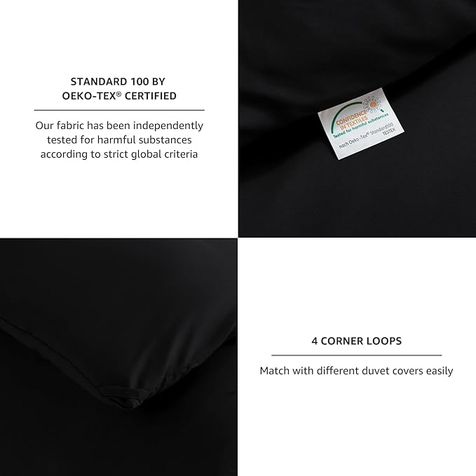CozyLux Oversized Queen Comforter Set Black, 3 Pieces 98x98 Solid Breathable Quilted Bedding Sets for All Season, Luxury Soft Lightweight Bed Set with Down Alternative Comforter and 2 Pillowcases
