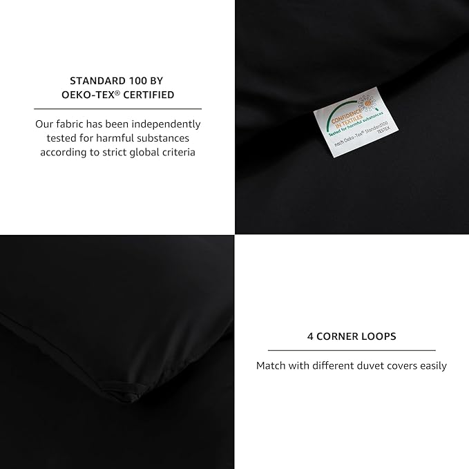 CozyLux Queen Comforter Set Black, 3 Pieces Solid Comforters Queen Size Breathable Quilted Bedding Sets, Luxury Soft Microfiber Down Alternative Comforter for All Season (1 Comforter & 2 Pillowcases)