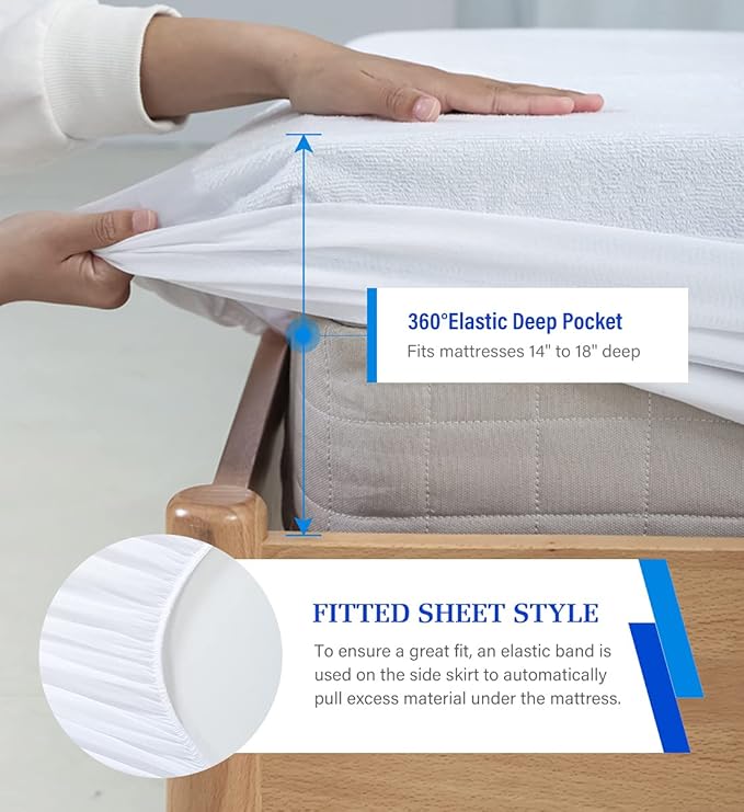 2 Pack Full Size Mattress Protector Waterproof Mattress Protector Full Mattress Pad Cover Noiseless, Soft Breathable Terry for Pets Kids Adults 54" x 75"
