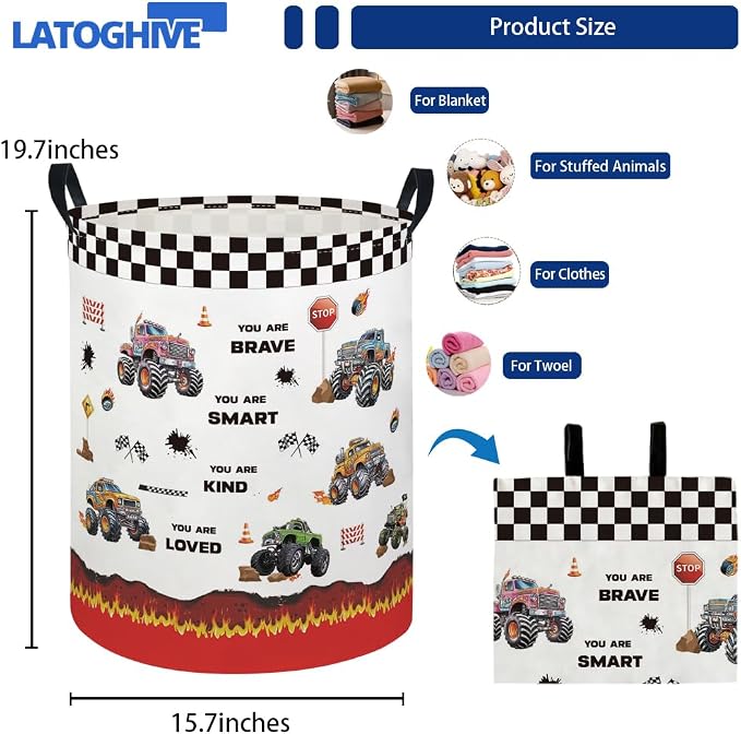 Baby Laundry Hamper kids laundry Basket Waterproof Laundry Bag for Bedroom Toy Clothes Organizer Room Décor(Truck) - Image 2