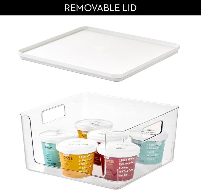 Rosanna Pansino x iDesign Recycled Plastic Open Front Kitchen Storage Bin with Lid, Clear Bin/Marshmallow Lid, 12" x 12" x 6" - Image 4