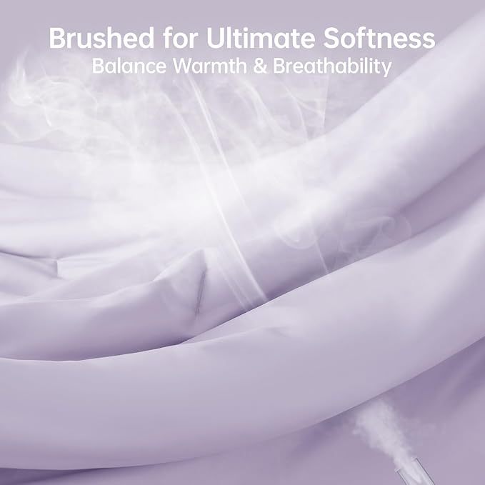 MUXHOMO Queen Comforter Set, All Season Ultra Soft Down Alternative Bedding - 3 Piece Lightweight Bed Set Includes 1 Comforter (90"x90") and 2 Pillow Shams (20"x26"), Lavender