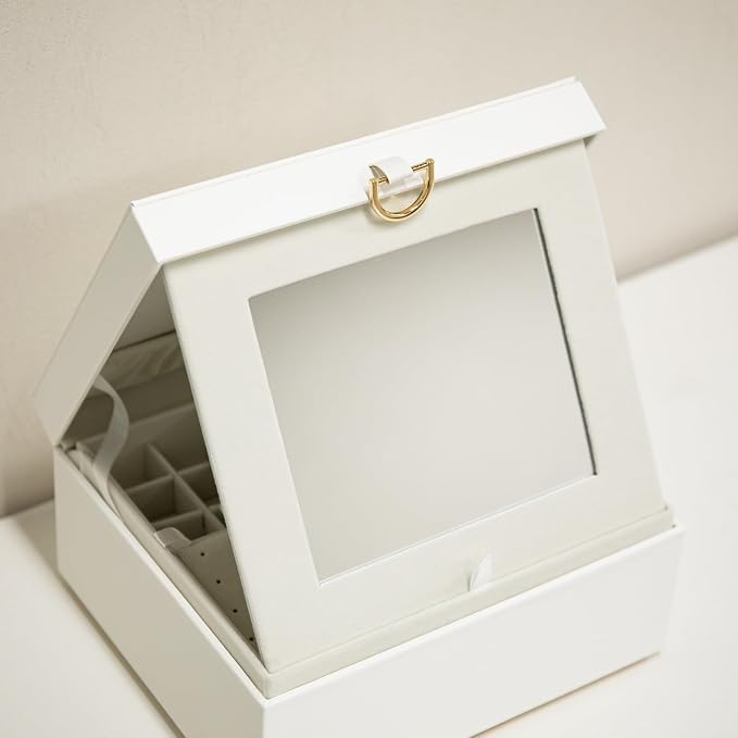 COLLECTIVE HOME - Monogram Jewelry Box with Mirror, Custom Gold Letter Engraving, Elegant Jewelry Organizer with Removable Tray, Gift for Mother’s Day, Girlfriend, Birthday (k) - Image 7