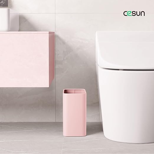 Cesun Pink Bathroom Trash Can 2.1 Gallon Wastebasket, Small Modern Metal Garbage Can Office Waste Basket, Stainless Steel Trash Bin for Bedroom, Home Office, Toilet, rv, Near Desk, Under Sink - Image 2