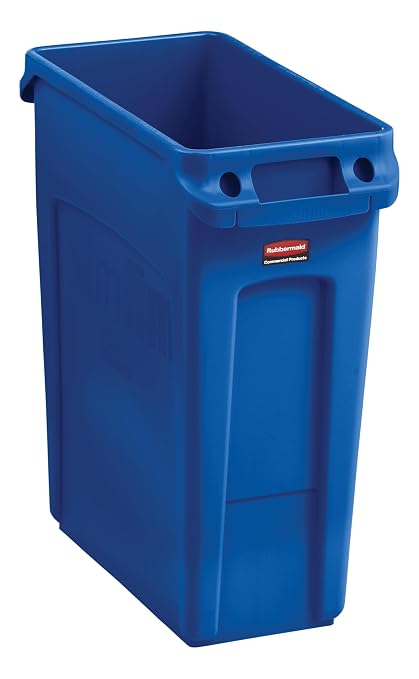 Rubbermaid Commercial Products Slim Jim Trash/Garbage Can with Venting Channels 16-Gallon Blue for Kitchen/Office/Workspace - Image 3