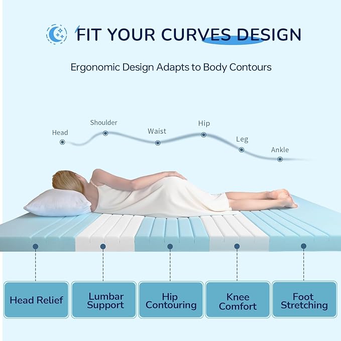 3 Inch Gel Memory Foam Mattress Topper Twin XL with Straps, Cooling Mattress Topper for Back Pain Relief with High Density Foam and Washable Cover, Bed Pad for College Dorm and Bedroom