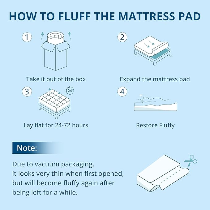 YUGYVOB Mattress Pad Extra Thick, Cooling, and Breathable Twin Mattress Topper 8-21" Deep Pocket Soft Down Alternative Fill