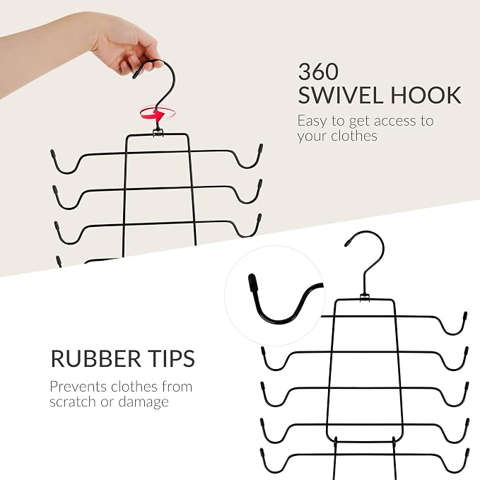 ZEDODIER 2 Pack Tank Top Hanger Space Saving, Bra Hangers for Closet Organizer, Hanging Bra Organizer Tank Tops Holder with 16 Hooks, Metal Closet Organizers and Storage Small Space Solutions, Black - Image 7