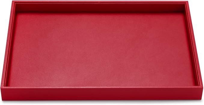 Oirlv Gorgeous Red Leather Jewelry Tray Flat Jewelry Display Tray Stackable Jewelry Organizer Plate by Oirlv