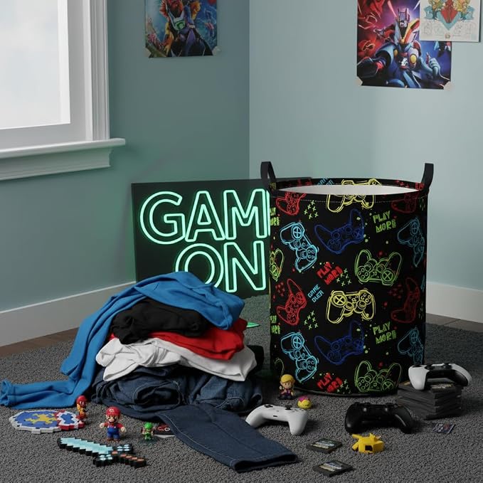 Baby Laundry Hamper kids laundry Basket Waterproof Laundry Bag for Bedroom Toy Clothes Organizer Room Décor(Game) - Image 3