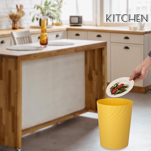 UUJOLY Plastic Small Trash Can Wastebasket, Garbage Container Basket for Bathrooms, Laundry Room, Kitchens, Offices, Kids Rooms, Dorms, (Yellow, 1.8 Gallon) - Image 5