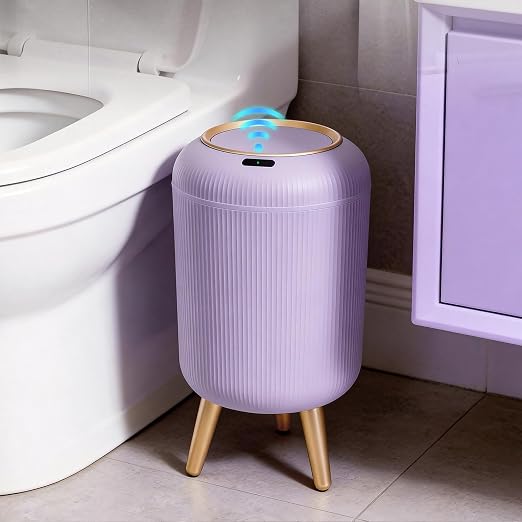 Motion Sensor Bathroom Trash Can with Lid, 3 Gallon/11L Automatic Bathroom Wastebasket,Touchless Trash Bin with Removable Legs for Kitchen,Office,Toilet,Bedroom,Smart Sensor Trashcan-Purple by Onlcuk
