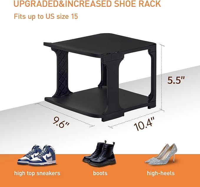 5 Tiers Shoe Rack Organizer for Closet Shoe Holder Storage Narrow Plastic Vertical, Free Standing Shoe Rack Shelf for Entryway Stackable Stability DIY, Black - Image 2