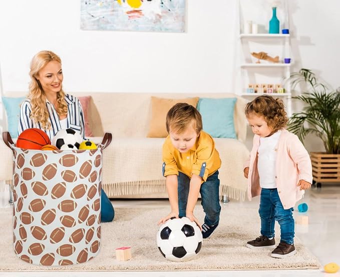 Kids Laundry Hamper Footballs Hamper for Nursery Boy Clothes Hamper Cute Kids Toys Storage Bin Organizer Football Room Decor for Home(Football) - Image 5