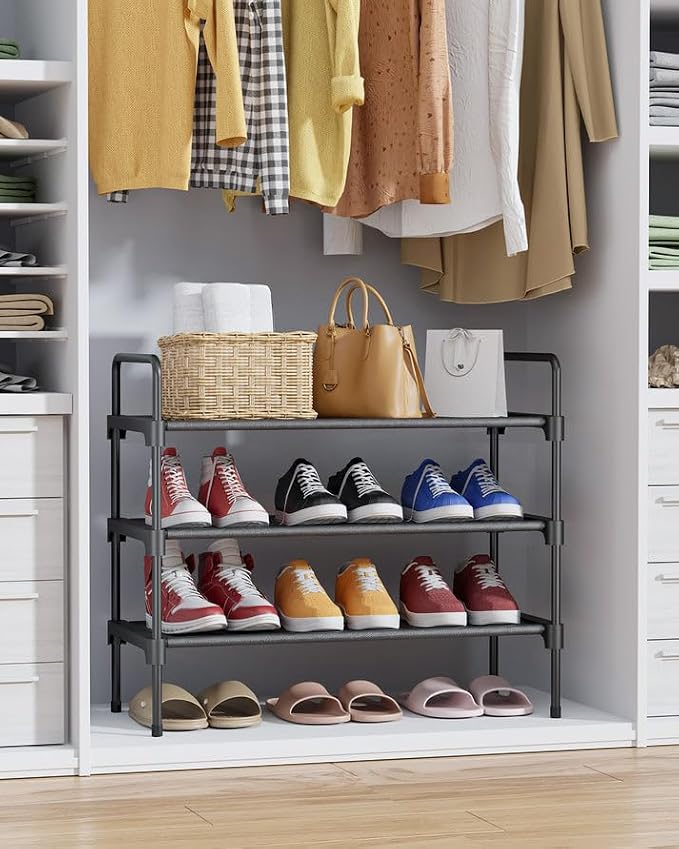 Kitsure Shoe Rack for Closet, Sturdy Shoe Storage for Entryway, Space-Saving Shoe Rack Small and Shoe Shelf, 27.6" Wide, Black - Image 4