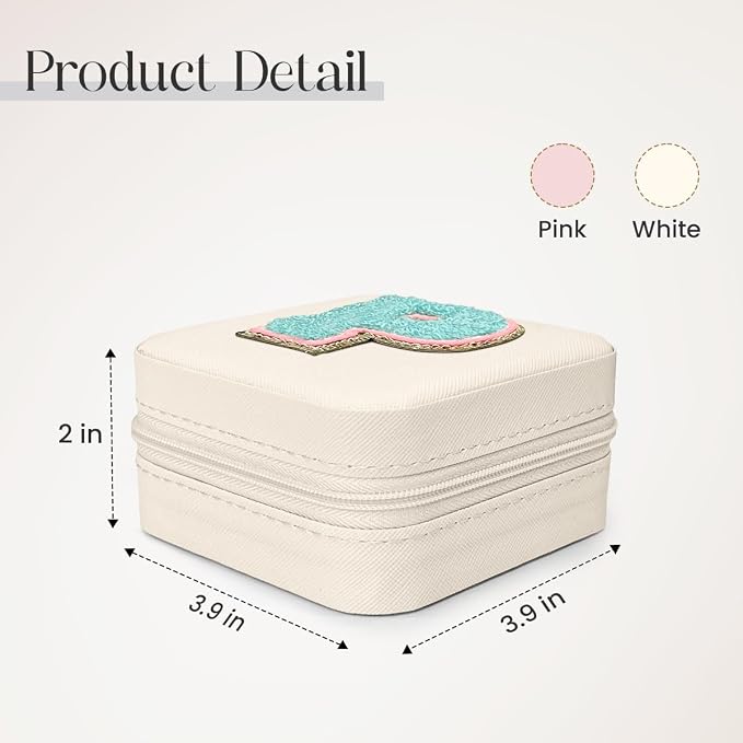 SANDJEST Personalized Jewelry Box, White Travel Jewelry Box with Initial P, Small Monogrammed Jewelry Case Organizer for Girls Women Teen Kids, Mini Travel Essentials Gifts for Birthday Christmas - Image 2