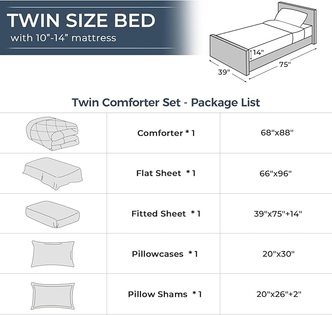 HEVUMYI Beige Tan Twin Comforter Set - 5-Piece All Season Bed in a Bag Twin, Ultra Soft Bedding Set with Comforter, Flat Sheet, Fitted Sheet, Pillowcases, Pillow Shams, Beige Tan
