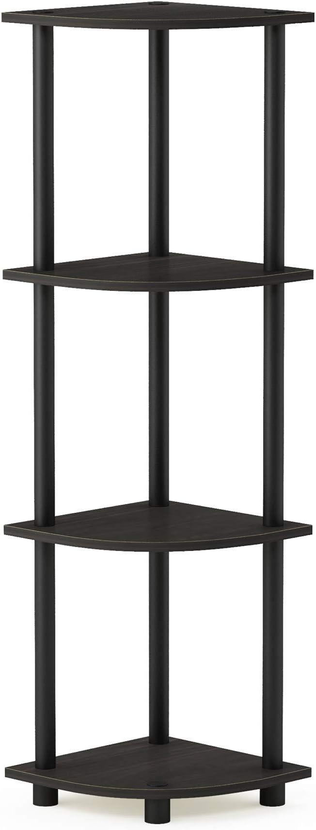 Furinno TURN-N-TUBE Corner Shelf, 4-Tier Corner Bookshelf, Display Storage Shelves with Open Shelves, for Organization and Storage, Living Room, Home Office, Garage, Espresso - Image 6
