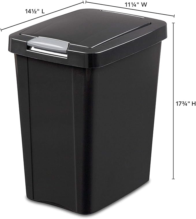 Sterilite 7.5 Gallon TouchTop Wastebasket with Lid That Opens with Touch, Conceals Trash in the Kitchen, Bathroom, Mudroom or Office, Black, 1-Pack - Image 2
