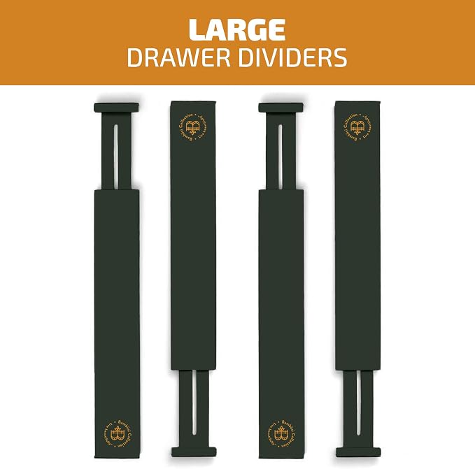 4-Pack Bamboo Drawer Dividers - 2.6 Inches High, Adjustable 16 to 22 Inches Expandable Drawer Organizers and Dresser Separators for Clothes, Utensils, Bedroom, Bathroom, Kitchen, Office, Black Wood - Image 7
