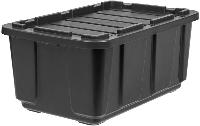 IRIS USA 4-Pack 27 Gallon Storage Bins with Lids |Made in USA| Heavy Duty Plastic Tote Containers for Truckbed Tool Box Organization, Large - Black - Image 4