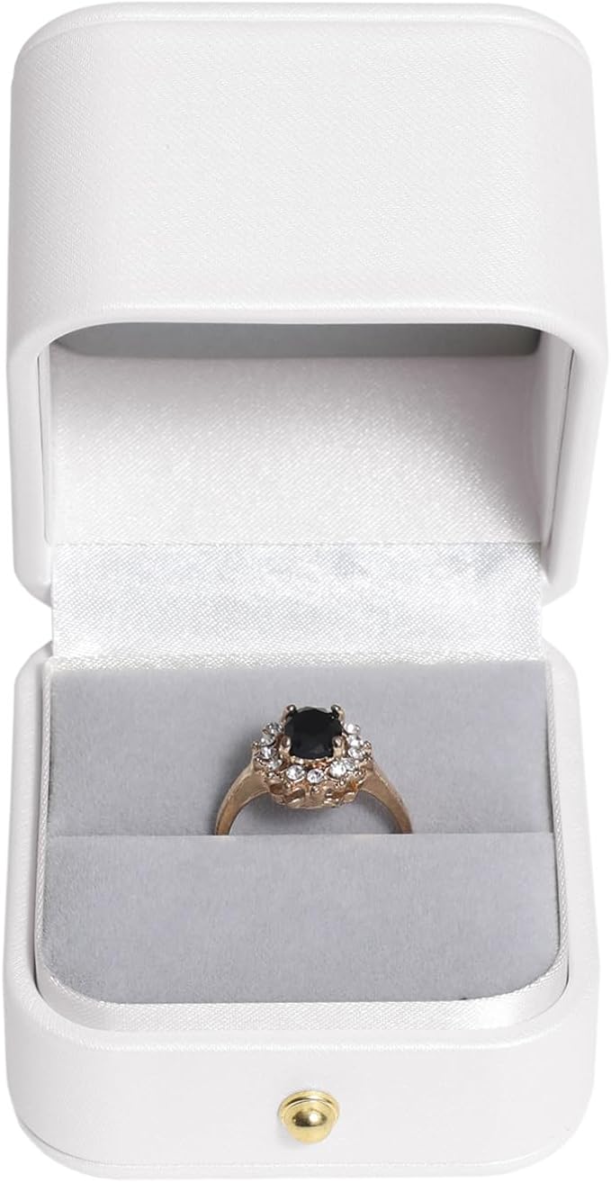 Velvet Ring Gift Box, Small Jewelry Earring Studs Holder Case for Wedding Day, Proposal, Engagement, Anniversary, Ring Display Storage Box for Women Girl (White S) - Image 4
