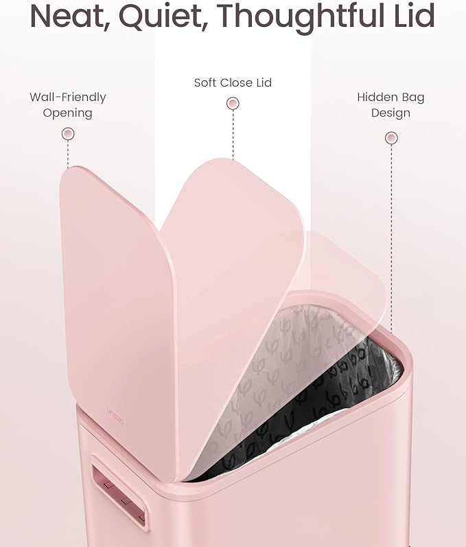 Cesun Small Bathroom Trash Can with Lid Soft Close, Step Pedal, 5 Liter / 1.3 Gallon Stainless Steel Garbage Can with Removable Inner Bucket, Waste Basket for Bathroom, Bedroom (Pink) - Image 4